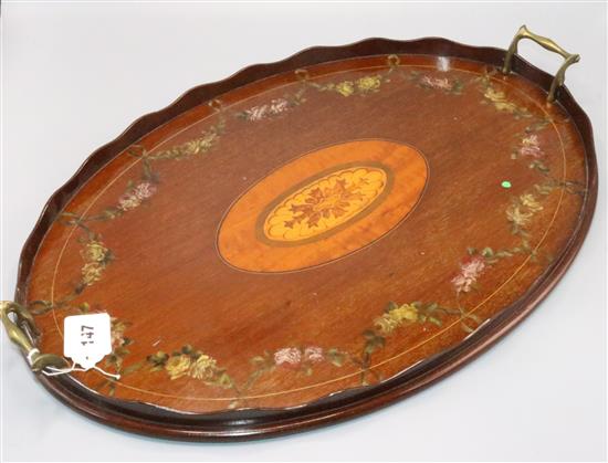 Edwardian painted mahogany gallery tray